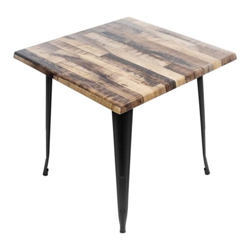 800mm Square Rustic Maple Isotop Table with Black Tolix Base