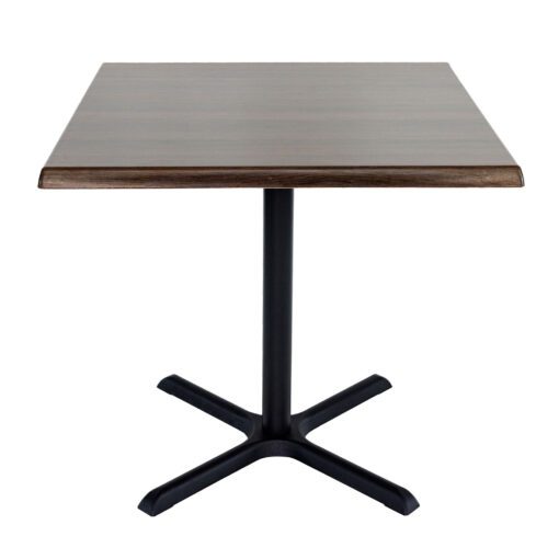 800mm Square Choco Oak Isotop Table Top with Black Large Maxwell Base