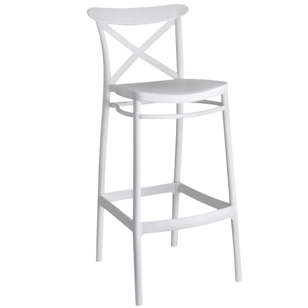 Tall Cross Stool in White