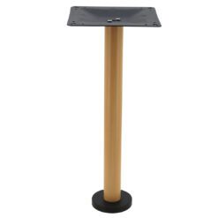 bolt in steel dining table base with round oak finish pole