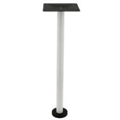 bolt in steel bar table base in gloss white with round pole