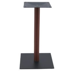chicago dining table base in matte black with walnut finish round pole