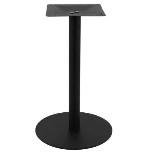 circular steel dining table base in matte black with round pole