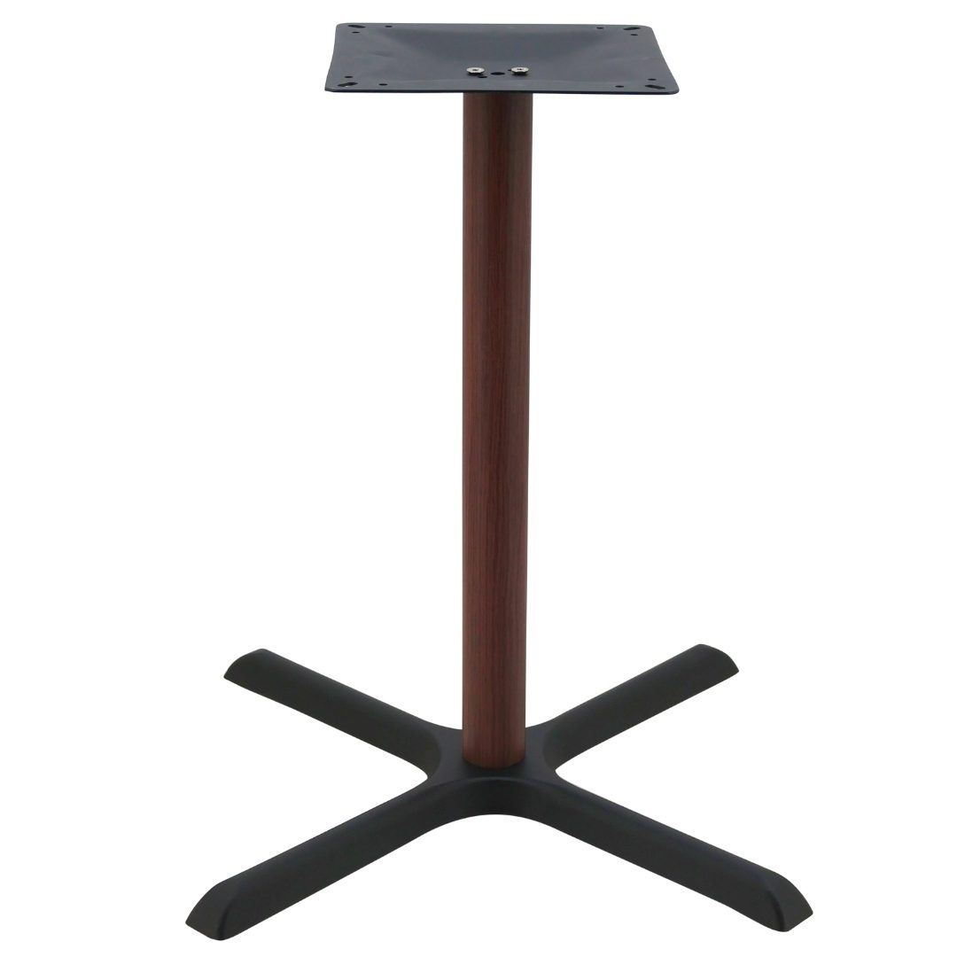 Maxwell Large Dining Table Base in Matte Black with Walnut Finish Round Pole