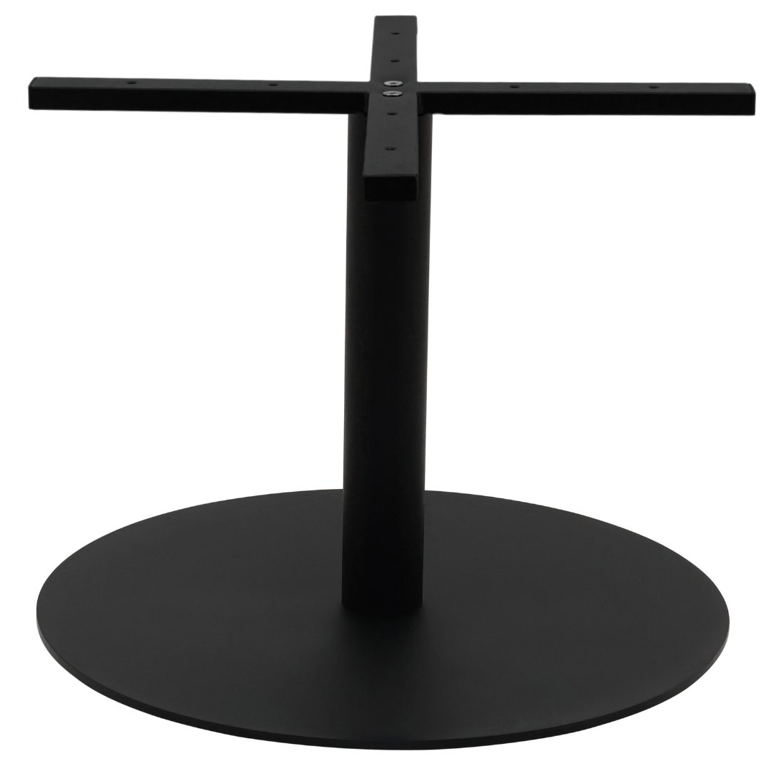 Large Circular Steel Coffee Table Base in Matte Black with Round Pole