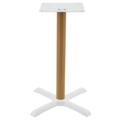 maxwell dining table base in gloss white with oak look round pole