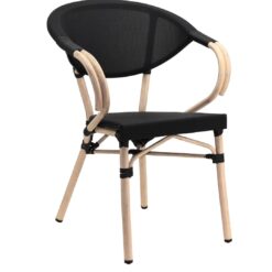 parisian chair in black texteline with arms