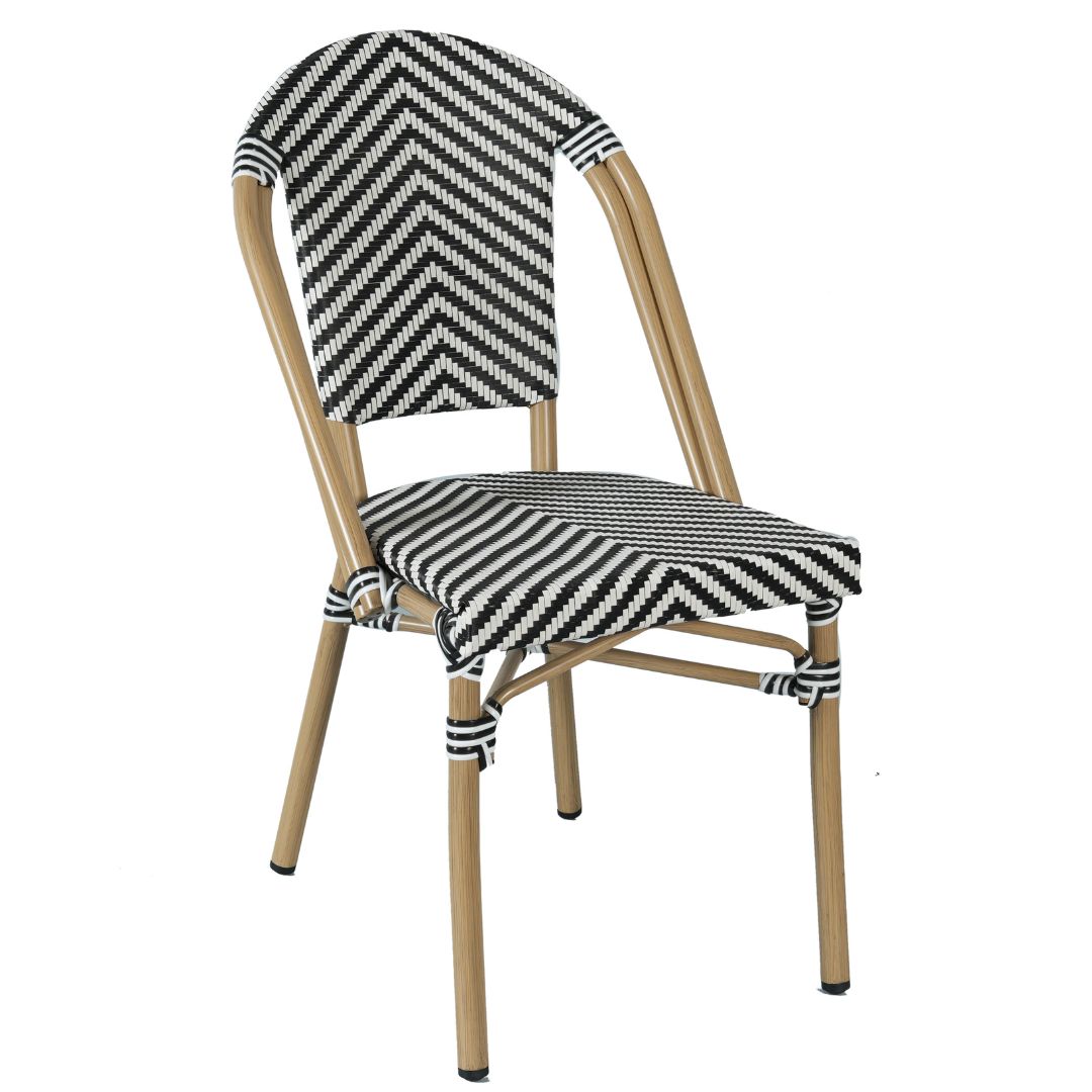Parisian Chair in Black Texteline V-Pattern Light Frame