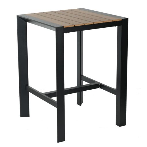 teak aluminium & polywood bar table in black 830 x 830mm