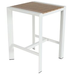 teak aluminium & polywood bar table in white 800 x 800mm