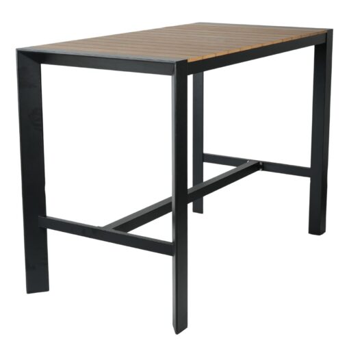 teak aluminium & polywood bar table in black 800 x 1510mm (pre order)