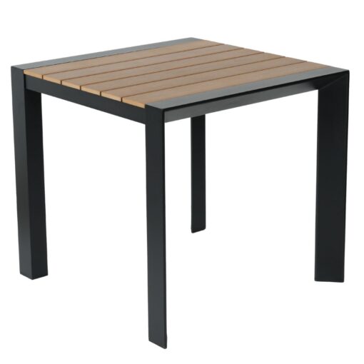 teak aluminium & polywood dining table in black 800 x 800mm (pre order)